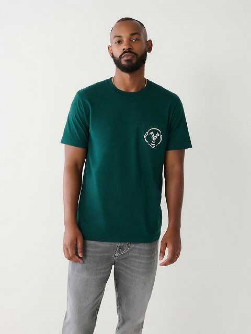 True Religion Buddha Pocket T-shirt Herr Turkos Gröna | LMN274610