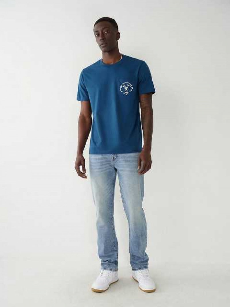 True Religion Buddha Pocket T-shirt Herr Marinblå Marinblå | ILY473569