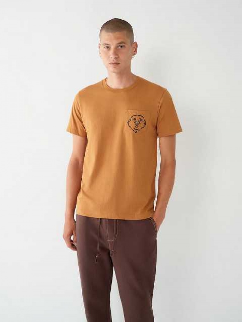 True Religion Buddha Pocket T-shirt Herr Orange Bruna | ZTP124965