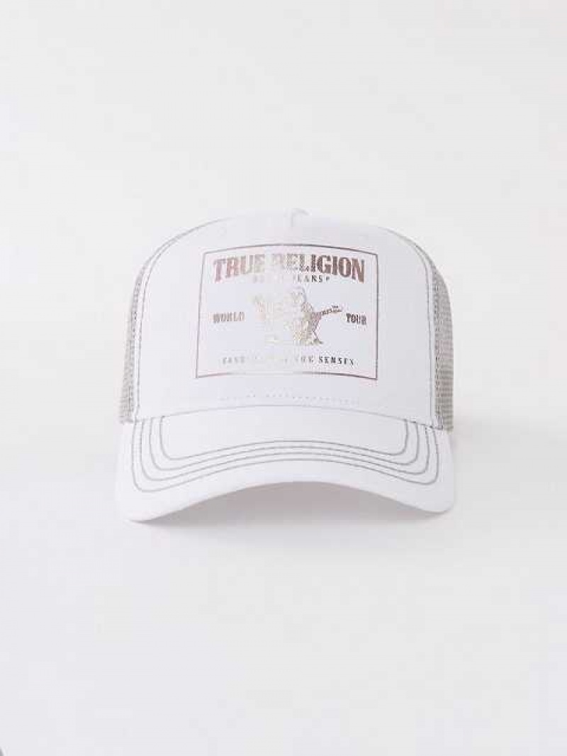 True Religion Buddha Trucker Hatt Unisex Vita Silver | ZKJ412697