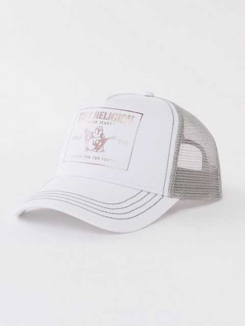 True Religion Buddha Trucker Hatt Unisex Vita Silver | ZKJ412697