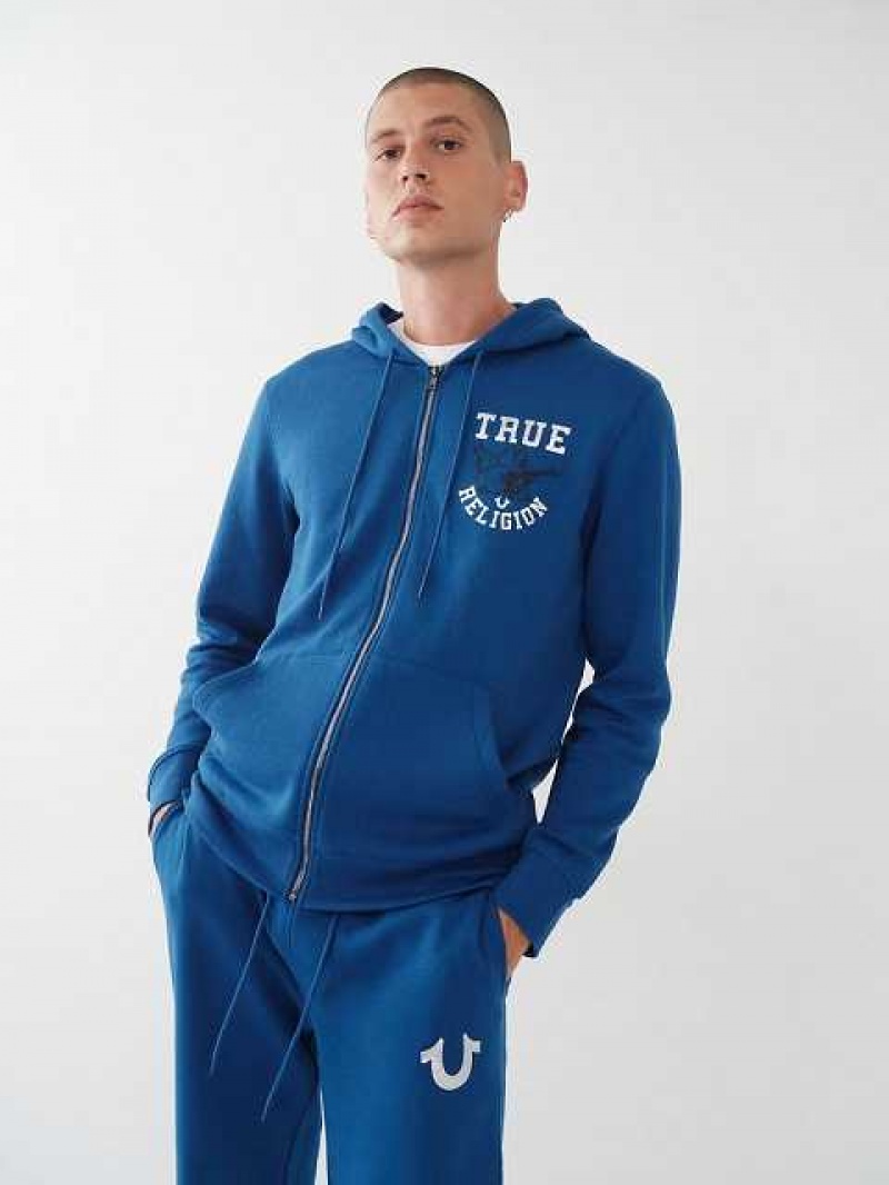 True Religion Buddha Zip Hoodie Herr Blå | NZX796301