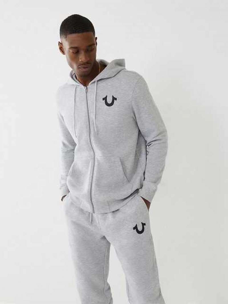 True Religion Buddha Zip Hoodie Herr Grå | GUA328957