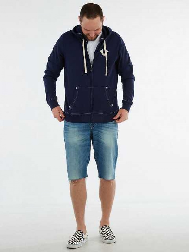 True Religion Buddha Zip Hoodie Herr Marinblå | QWN063728