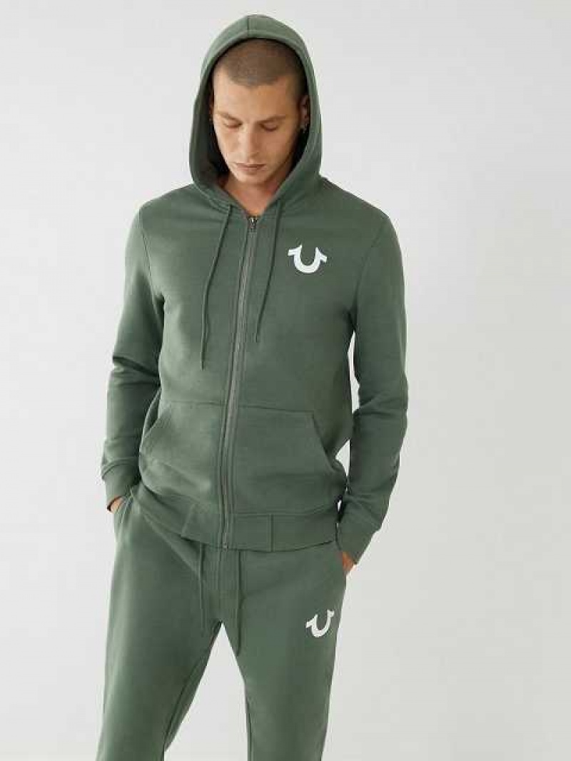 True Religion Buddha Zip Hoodie Herr Mörkgröna | GJD089175