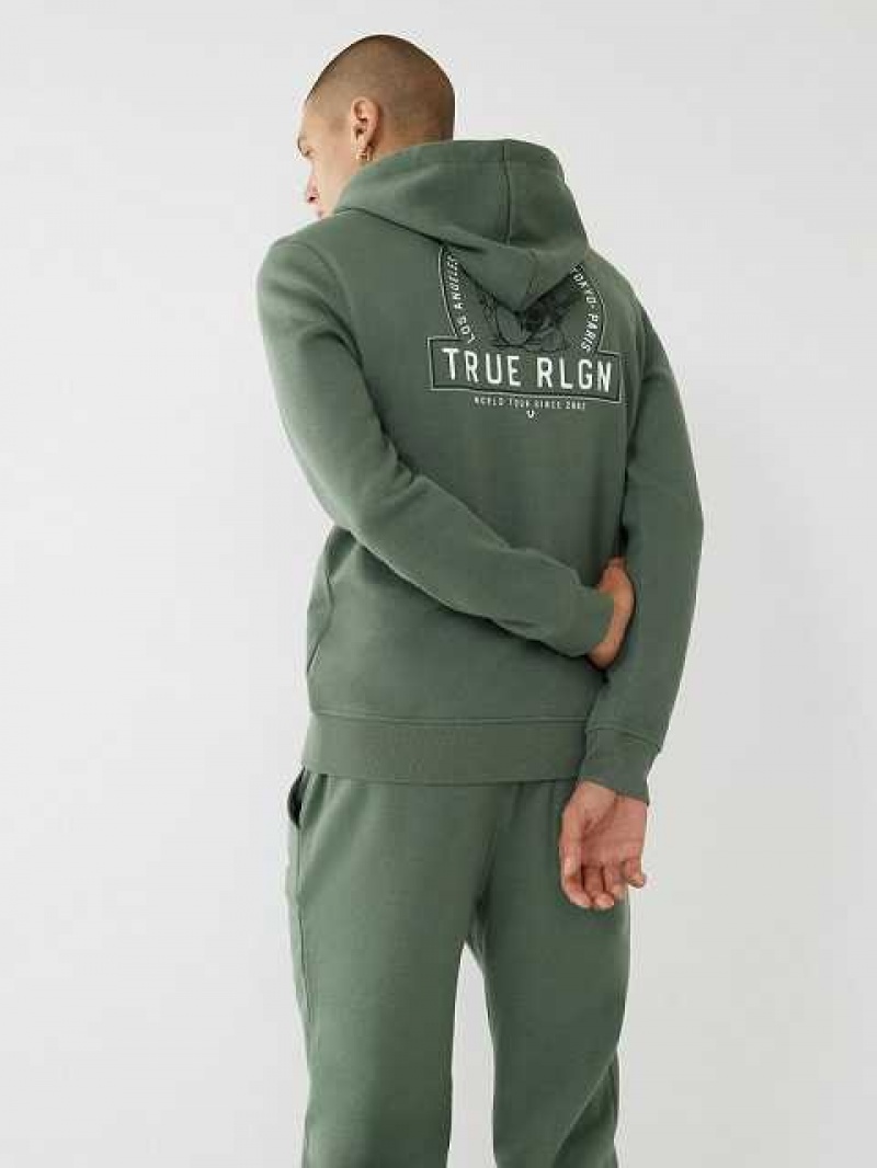 True Religion Buddha Zip Hoodie Herr Mörkgröna | GJD089175