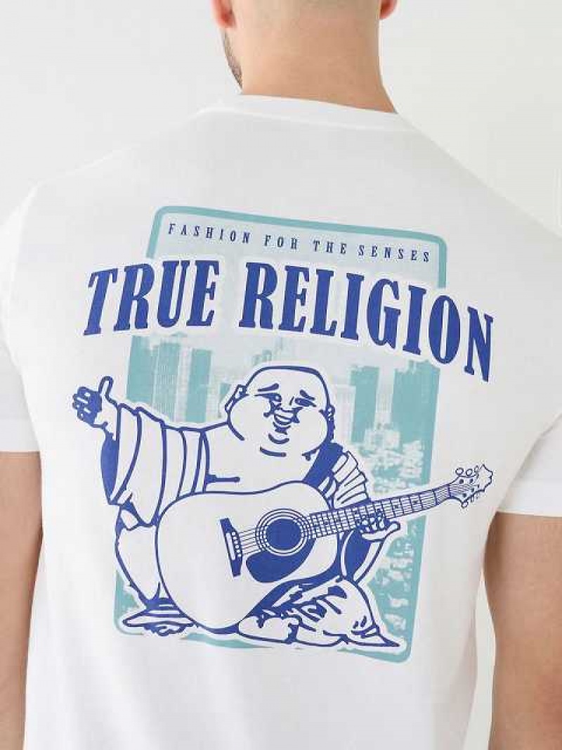 True Religion City Buddha Logo Crew T-shirt Herr Vita | KZC089756