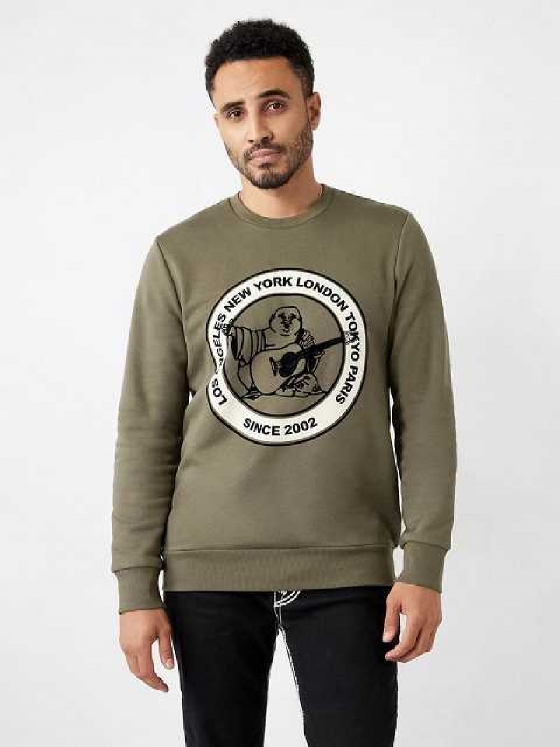 True Religion City Buddha Logo Sweatshirt Herr Olivgröna | OSC253168