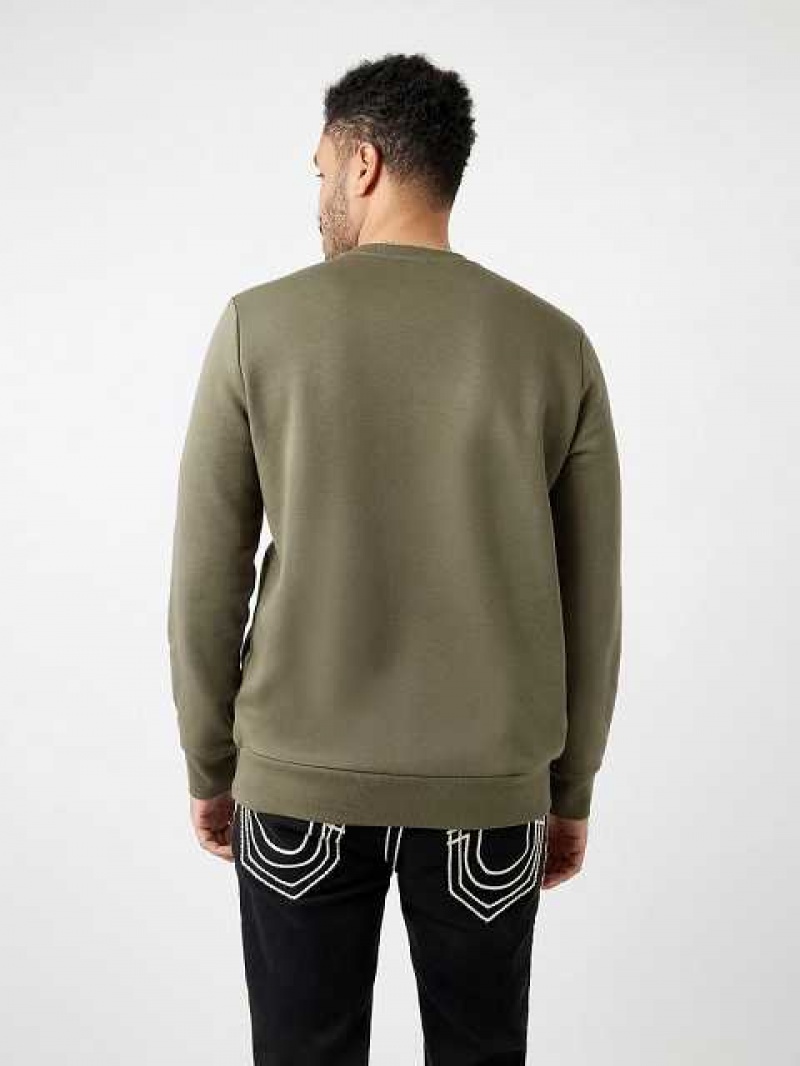 True Religion City Buddha Logo Sweatshirt Herr Olivgröna | OSC253168