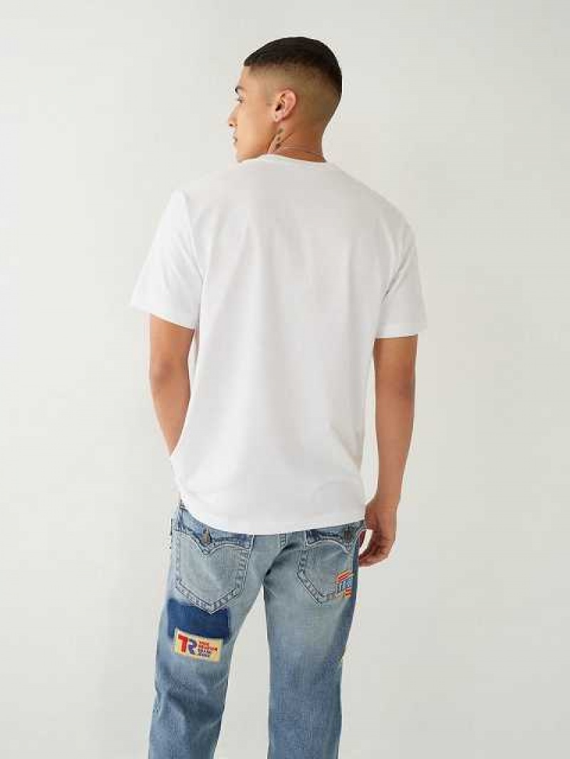 True Religion Collegiate Patch T-shirt Herr Vita | QHJ516423