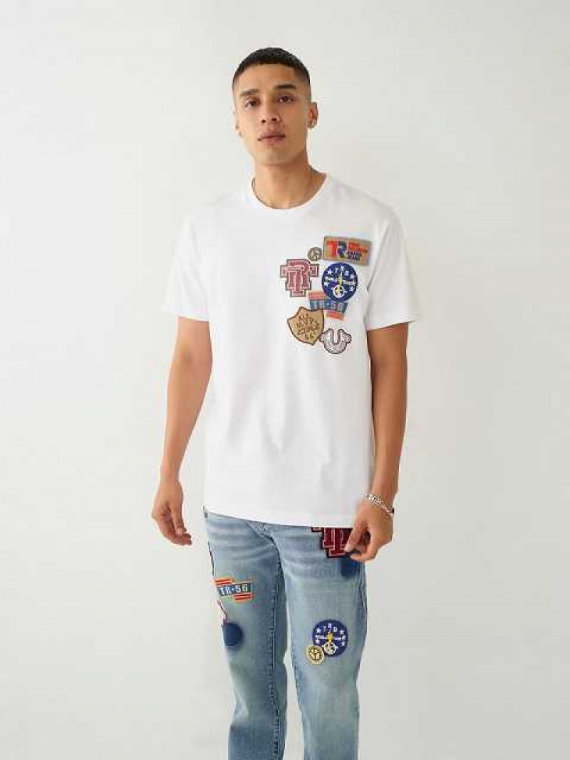 True Religion Collegiate Patch T-shirt Herr Vita | QHJ516423