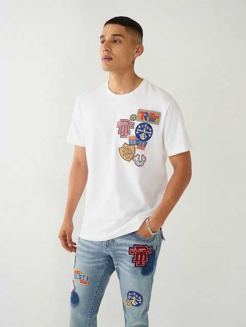 True Religion Collegiate Patch T-shirt Herr Vita | QHJ516423