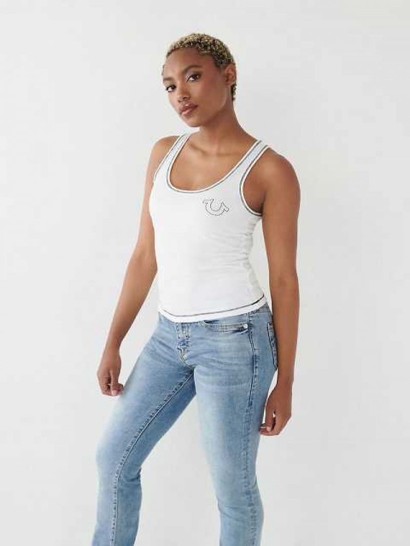 True Religion Contrast Stitch Linne Dam Vita | WYL803712