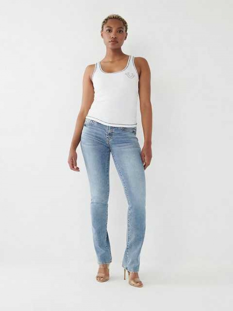 True Religion Contrast Stitch Linne Dam Vita | WYL803712