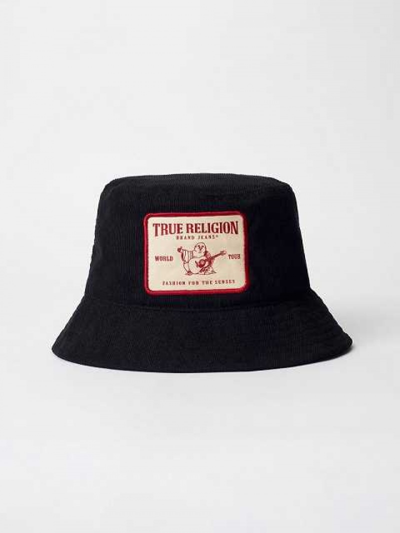 True Religion Corduroy Bucket Hatt Unisex Svarta | BSI305691