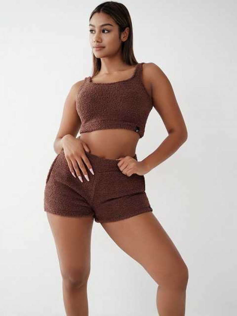 True Religion Cozy Crop Linne Dam Choklad | OTF972364