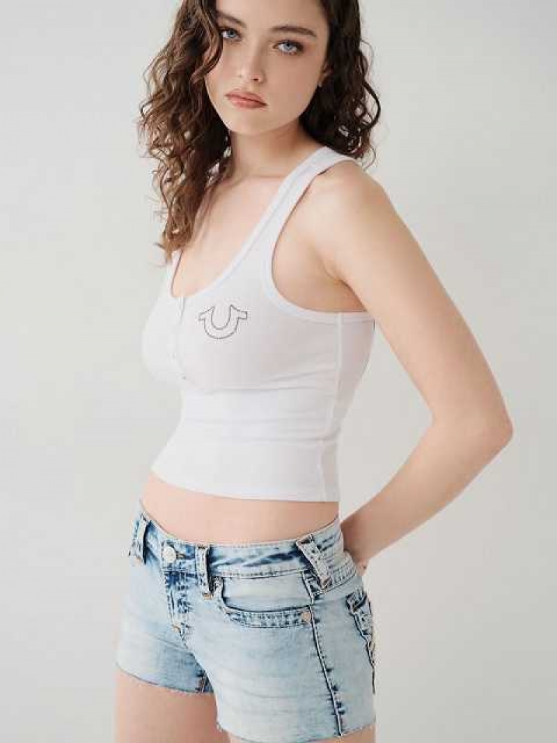 True Religion Crop Henley Linne Dam Vita | IQT609285