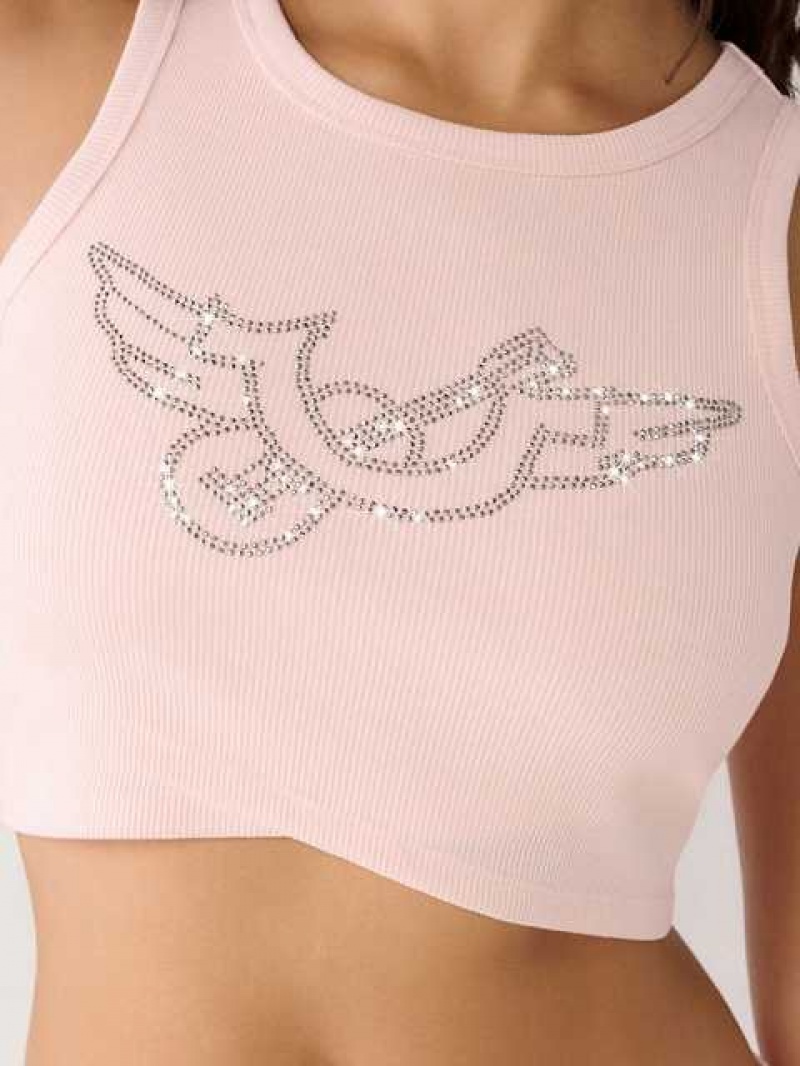 True Religion Crystal Crop Linne Dam Rosa | SVX981753