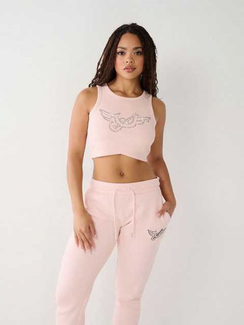 True Religion Crystal Crop Linne Dam Rosa | SVX981753