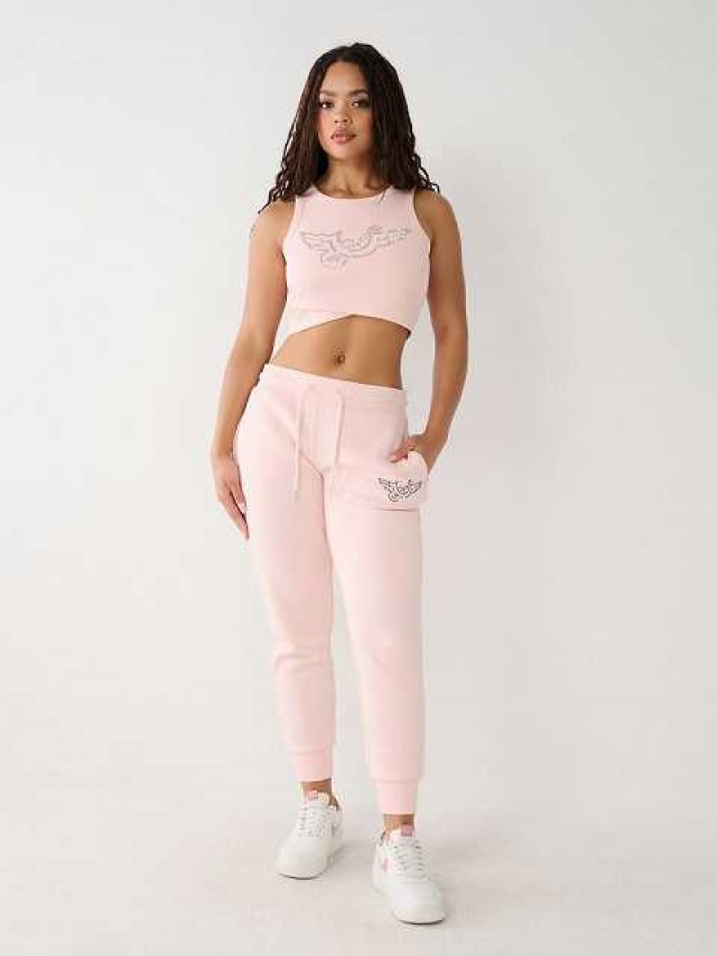 True Religion Crystal Crop Linne Dam Rosa | SVX981753