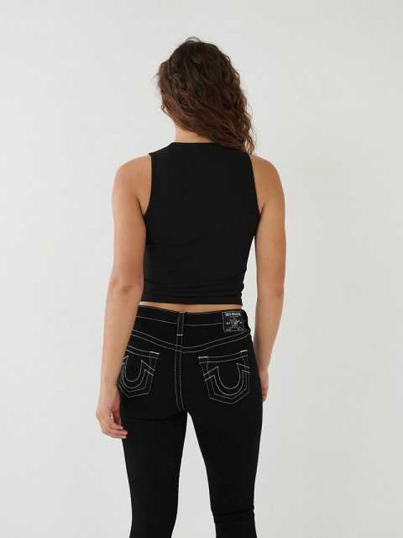 True Religion Crystal Logo Linne Dam Svarta | EJC427053