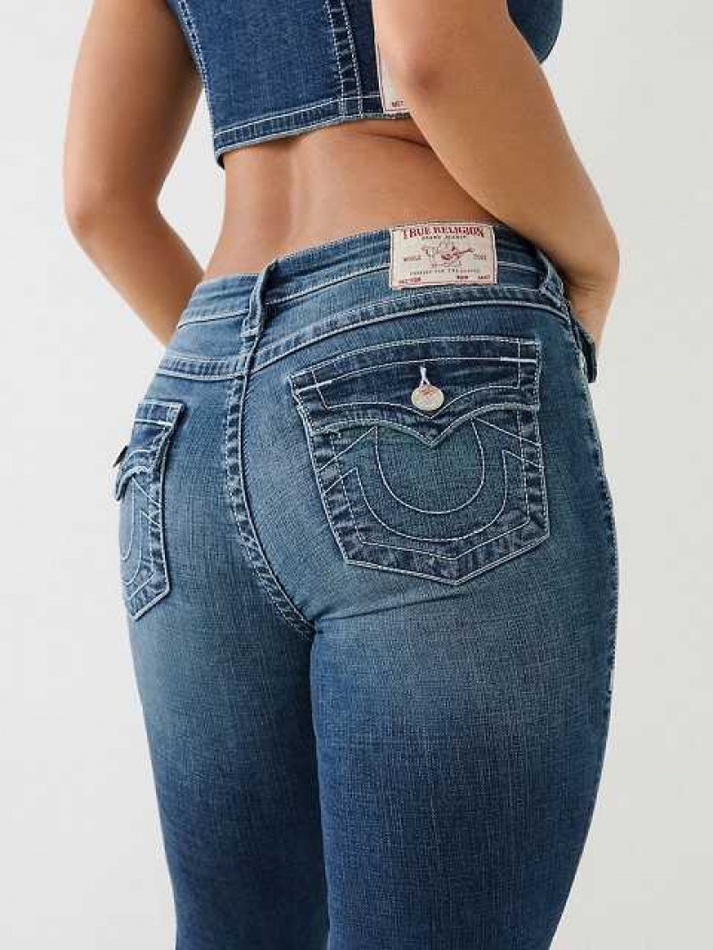 True Religion Crystal Spets Up Mid-rise Billie Straight Jeans Dam Vita | RKF690152