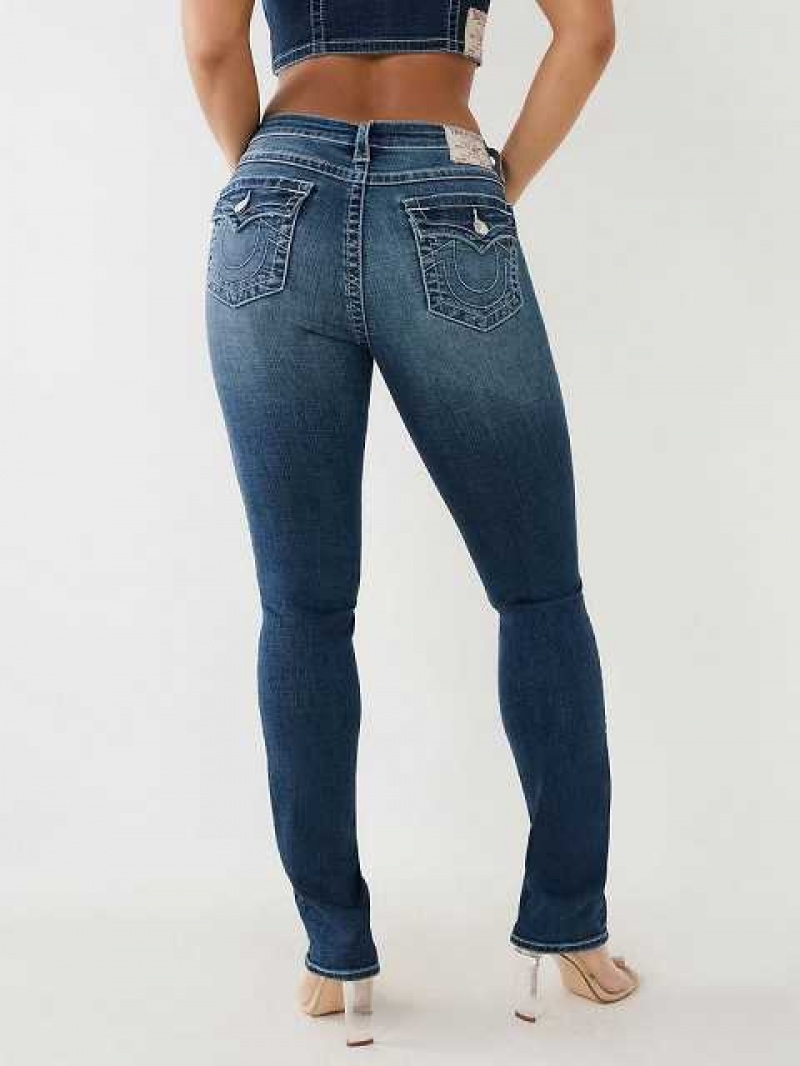 True Religion Crystal Spets Up Mid-rise Billie Straight Jeans Dam Vita | RKF690152