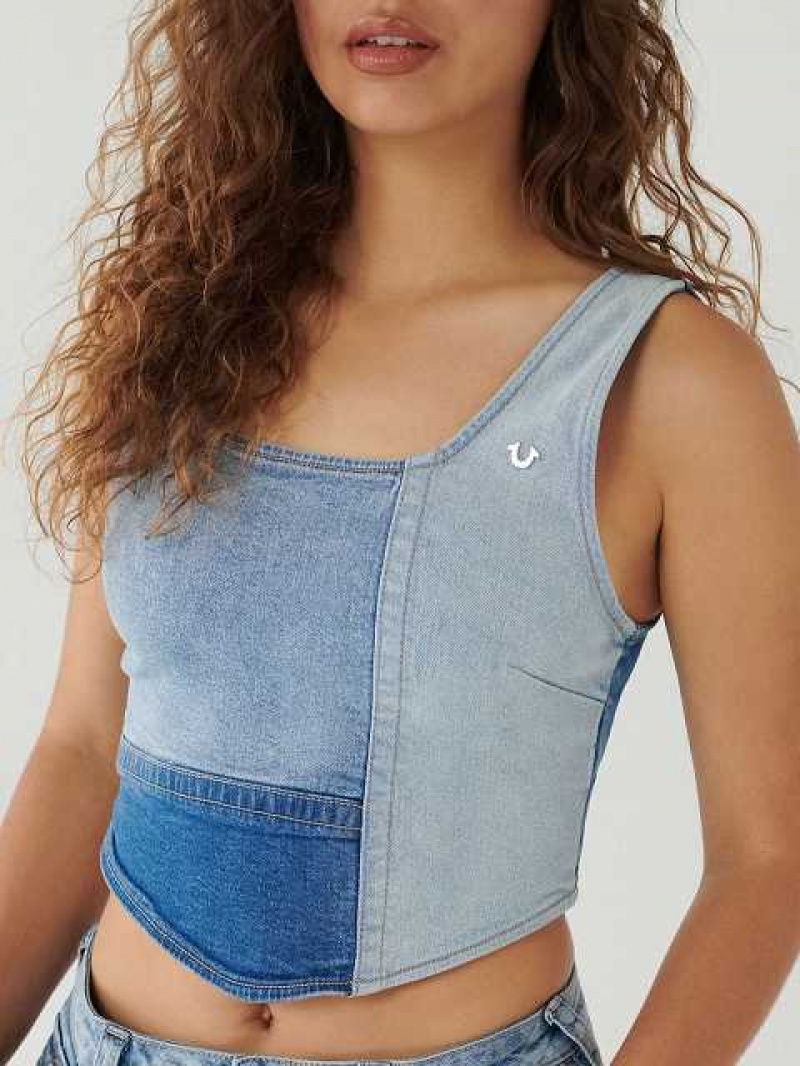 True Religion Denim Bustier Dam Blå | FLX092643