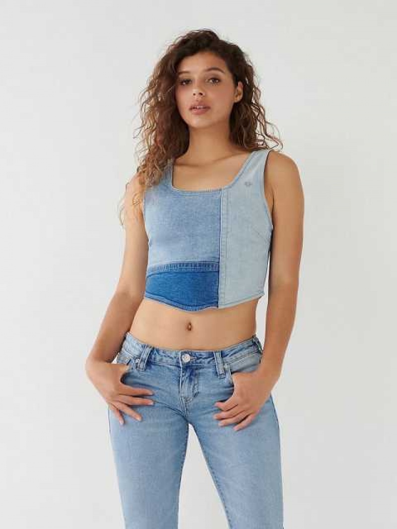 True Religion Denim Bustier Dam Blå | FLX092643