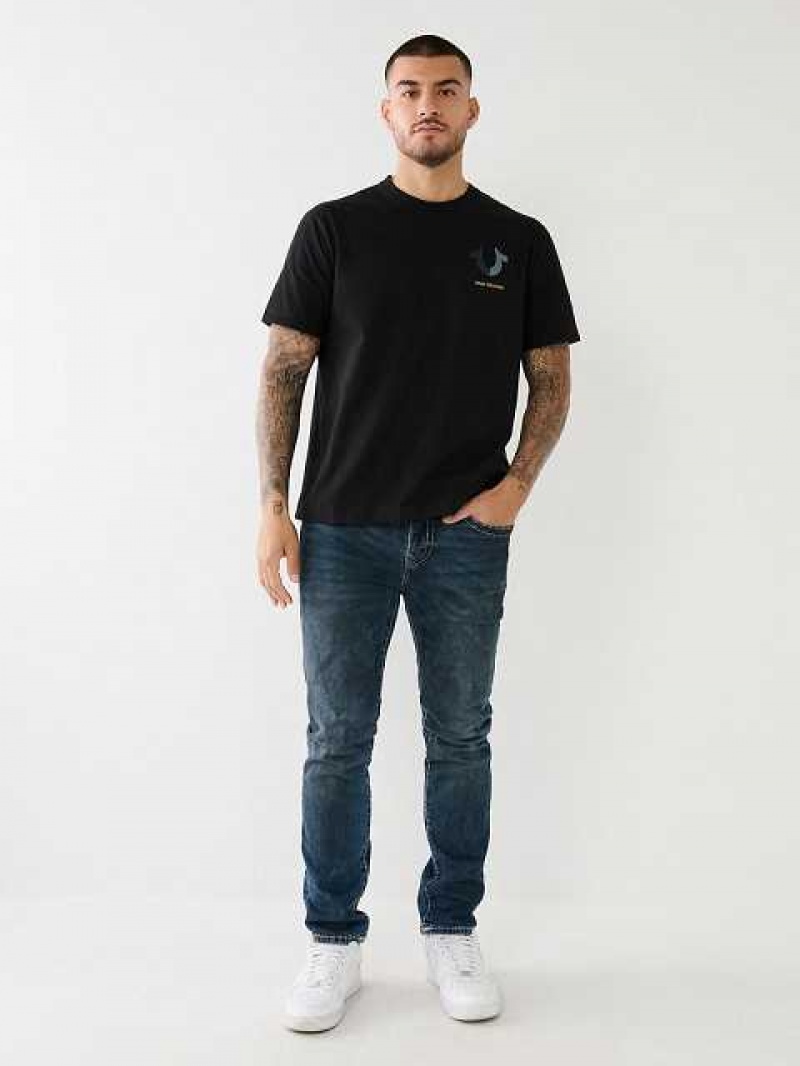 True Religion Embossed Tr Logo T-shirt Herr Svarta | ECU097328