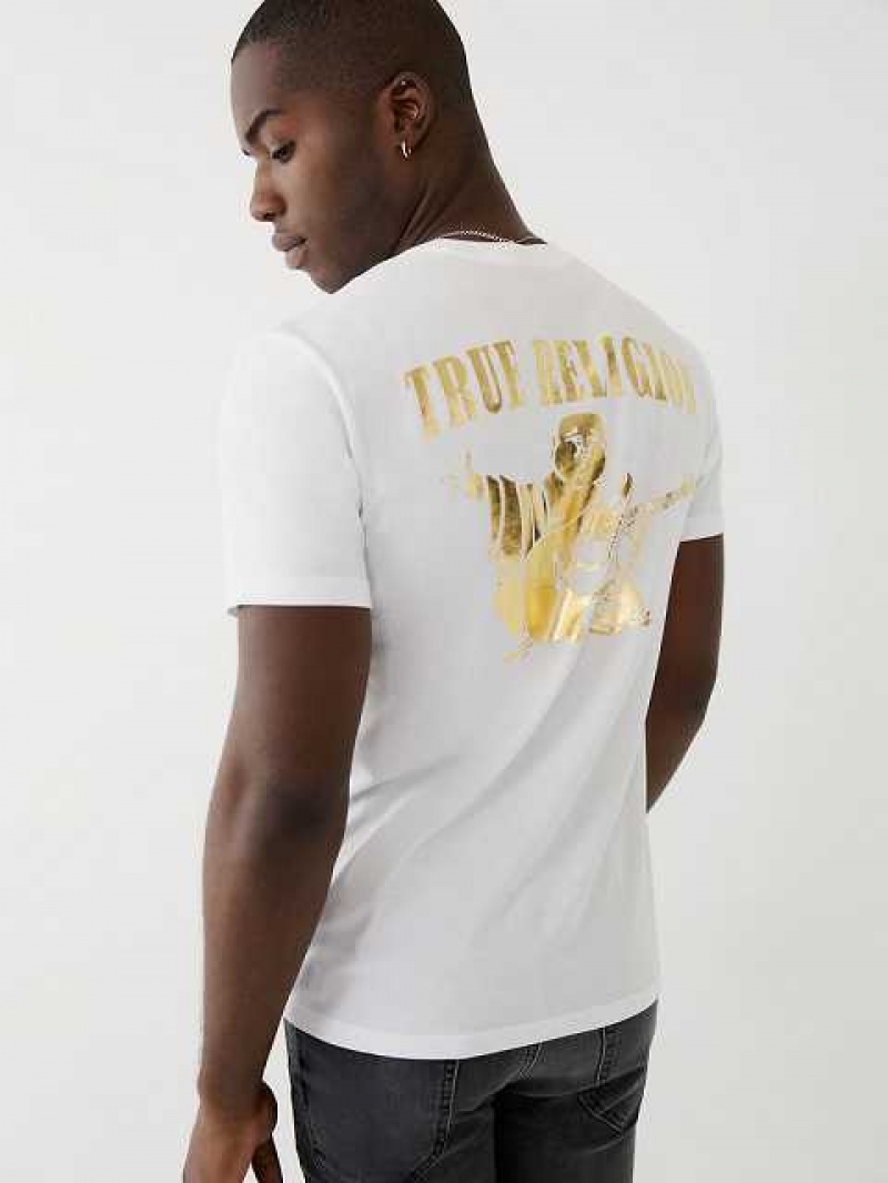 True Religion Gold Buddha Logo T-shirt Herr Vita | WAM032876