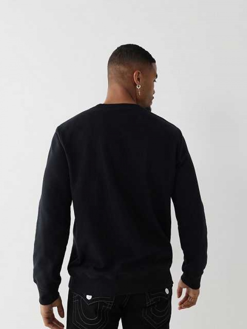 True Religion Gympa Crewneck Sweatshirt Herr Svarta | MFC512674