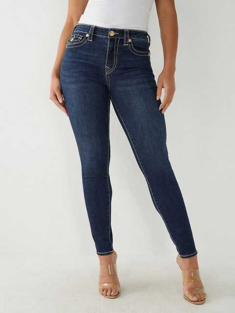 True Religion Halle Big T High Rise Super Skinny Jeans Dam Mörktvätt | PJR450921