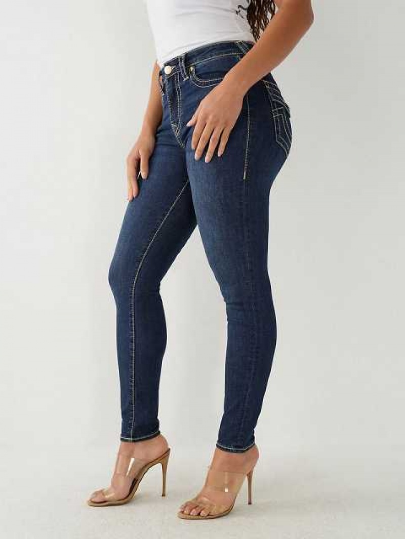 True Religion Halle Big T High Rise Super Skinny Jeans Dam Mörktvätt | PJR450921