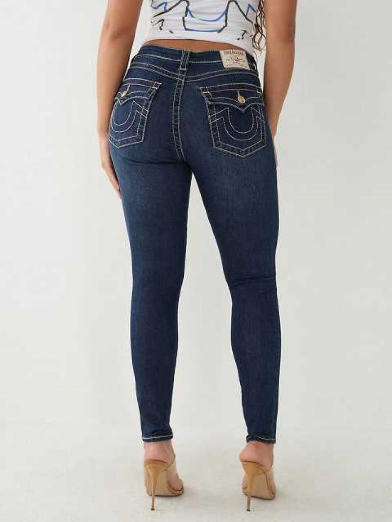 True Religion Halle Big T High Rise Super Skinny Jeans Dam Mörktvätt | PJR450921