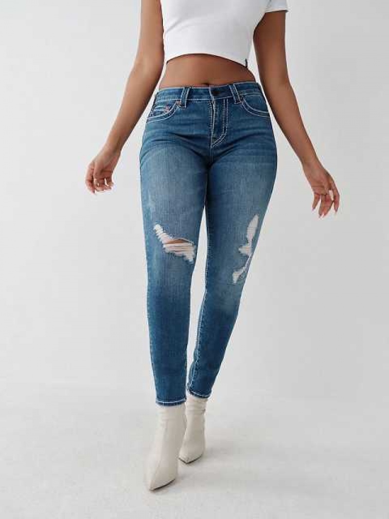 True Religion Halle Big T Super Skinny Jeans Dam Blå | YPA490752