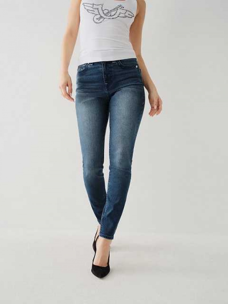 True Religion Halle High Rise Super Skinny Jeans Dam Marinblå | UGT398206