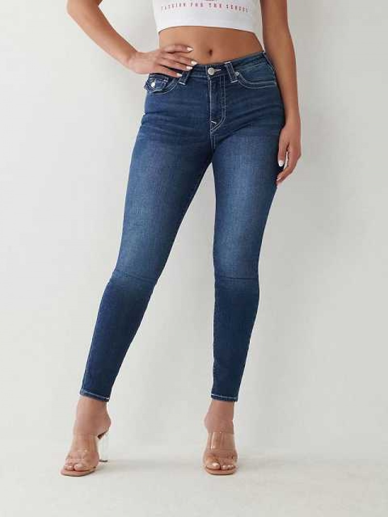 True Religion Halle High Rise Super Skinny Jeans Dam Mörktvätt | OCW958603