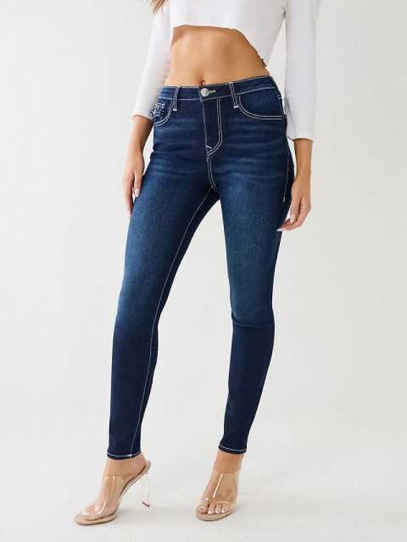 True Religion Halle Hr Sn Flap Skinny Jeans Dam Marinblå | YOF176529