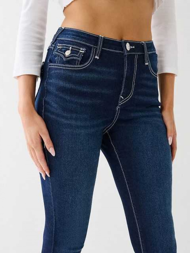 True Religion Halle Hr Sn Flap Skinny Jeans Dam Marinblå | YOF176529