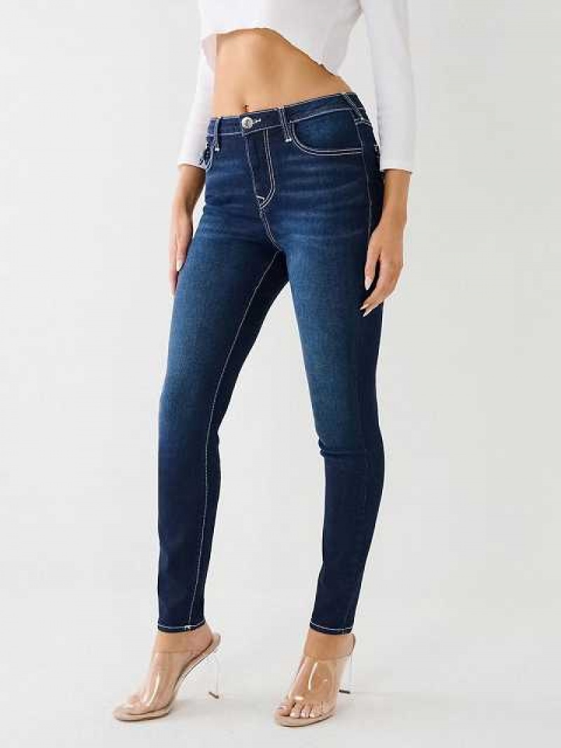 True Religion Halle Hr Sn Flap Skinny Jeans Dam Marinblå | YOF176529