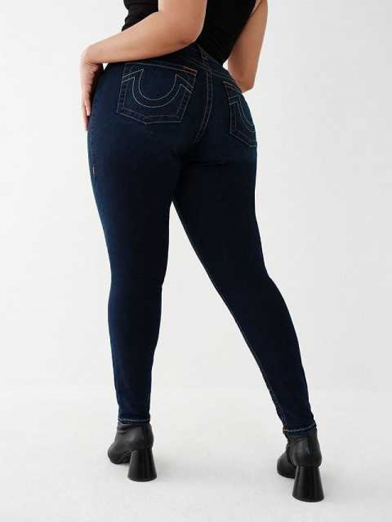 True Religion Halle Mid Rise Super Skinny Jeans Dam Mörkblå | NJB608594