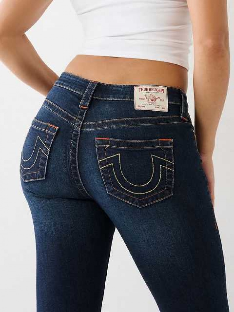 True Religion Halle Mid Rise Super Skinny Jeans Dam Mörktvätt | HMX546983