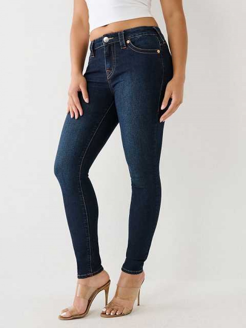 True Religion Halle Mid Rise Super Skinny Jeans Dam Mörktvätt | HMX546983