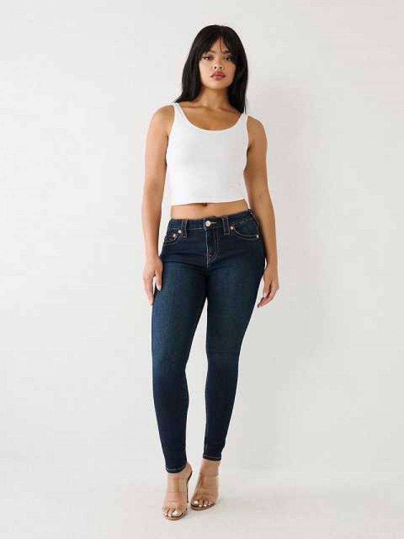 True Religion Halle Mid Rise Super Skinny Jeans Dam Mörktvätt | HMX546983