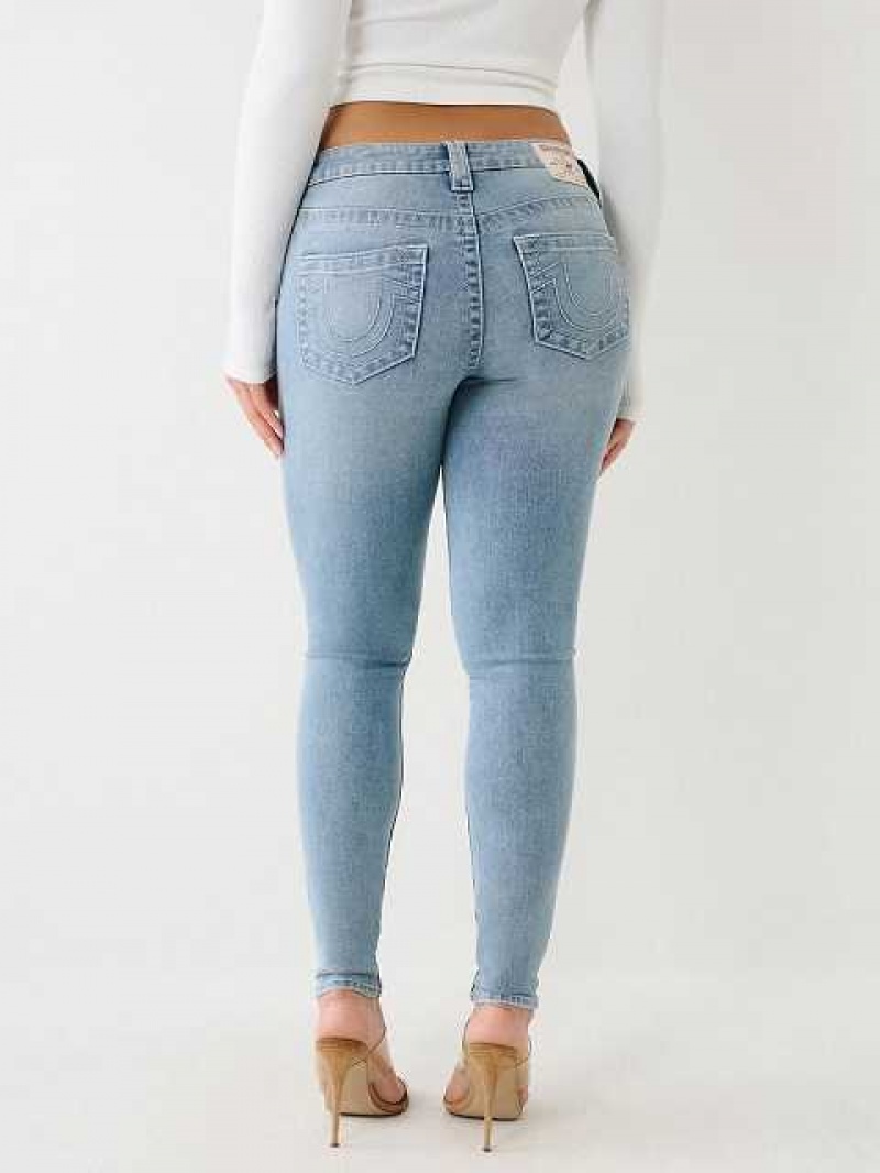 True Religion Halle Mid Rise Super Skinny Jeans Dam Blå | HWJ916073