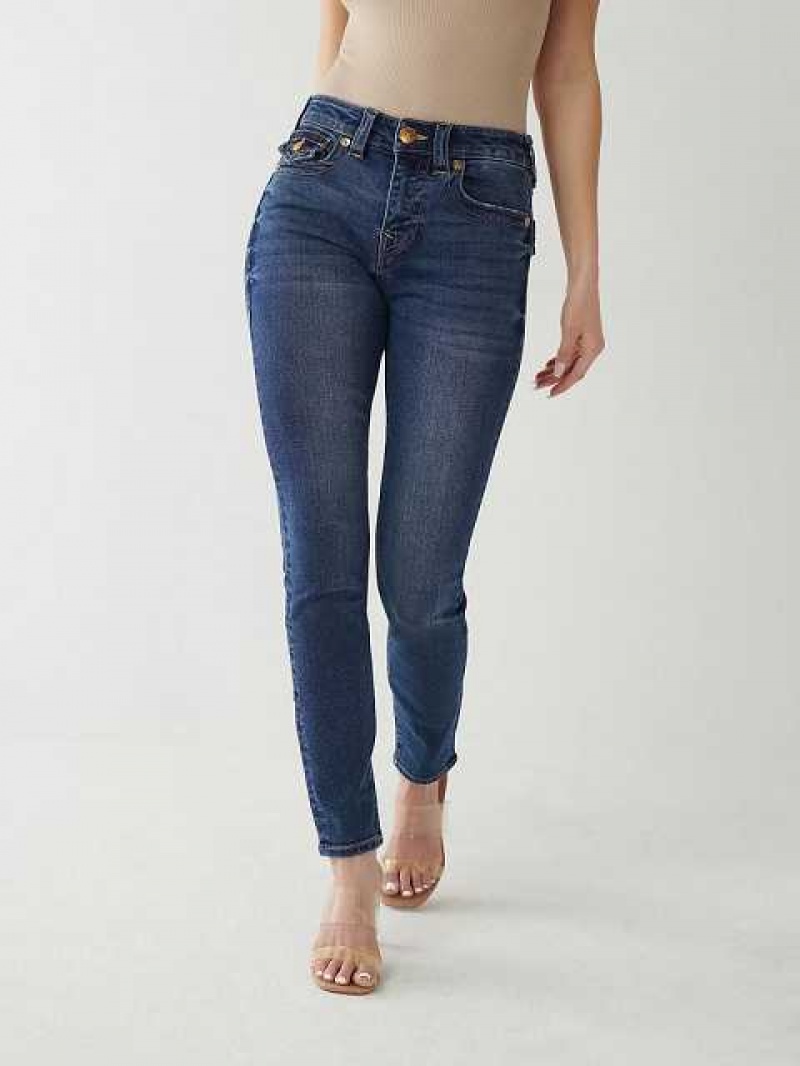 True Religion Halle Mid Rise Super Skinny Jeans Dam Blå | LHD571806