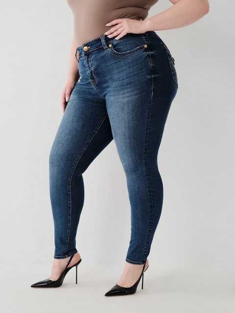 True Religion Halle Mid Rise Super Skinny Jeans Dam Blå | LHD571806