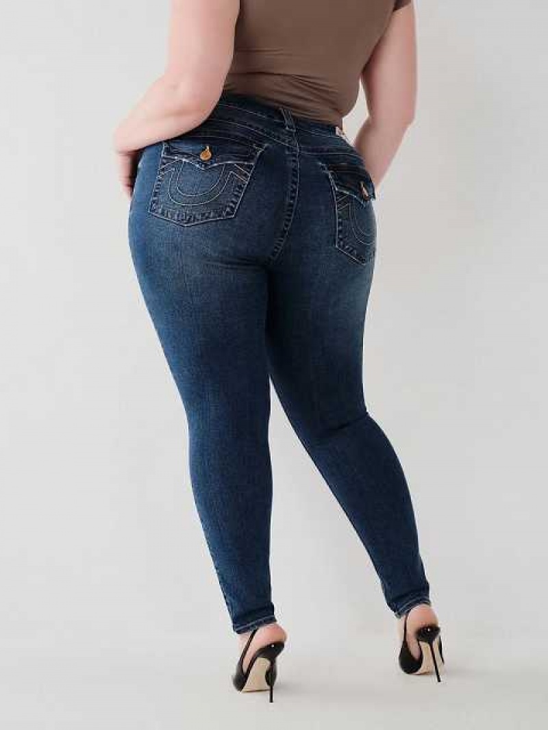 True Religion Halle Mid Rise Super Skinny Jeans Dam Blå | LHD571806