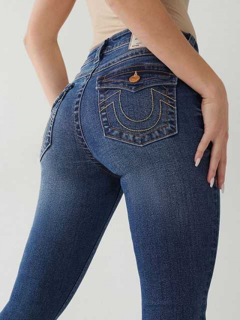 True Religion Halle Mid Rise Super Skinny Jeans Dam Blå | LHD571806